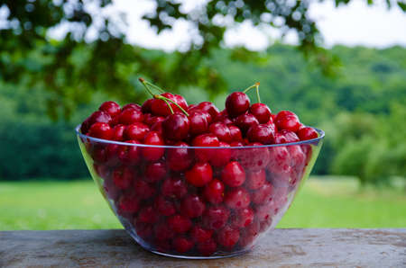 Sweet cherries as a backgroundの写真素材