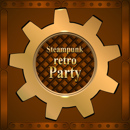 Invitation flyer on retro steampunk party in brown tones. のイラスト素材