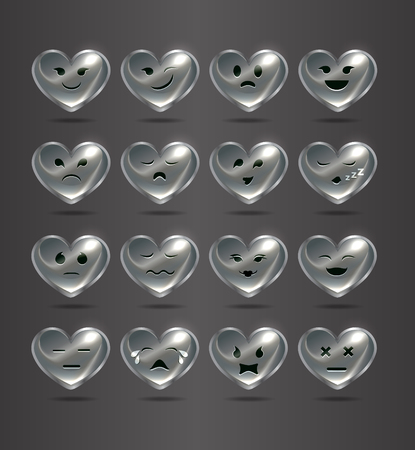 funny metal heart-shaped emoticons for your site.のイラスト素材