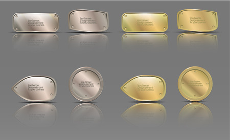 set of metal bannersのイラスト素材