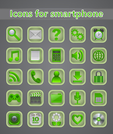 Icons in green tonesのイラスト素材