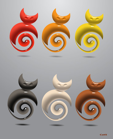 Set of abstract kittens.のイラスト素材