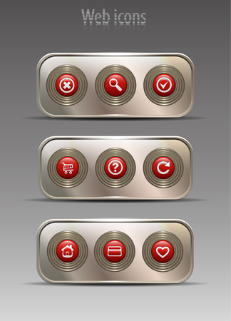 set red web icon on metal platesのイラスト素材