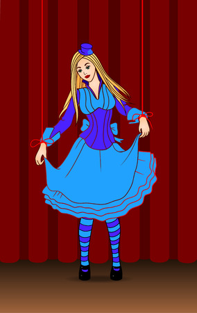 puppet doll on stage. Vector illustrationのイラスト素材