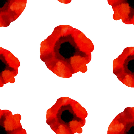 watercolor seamless pattern with poppiesの写真素材