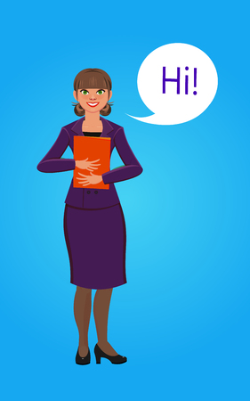 girl assistant in a business suit. Vector Character Designのイラスト素材