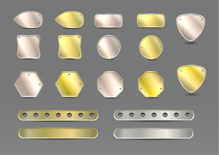 set of metal silver and gold banners. vector illustrationのイラスト素材