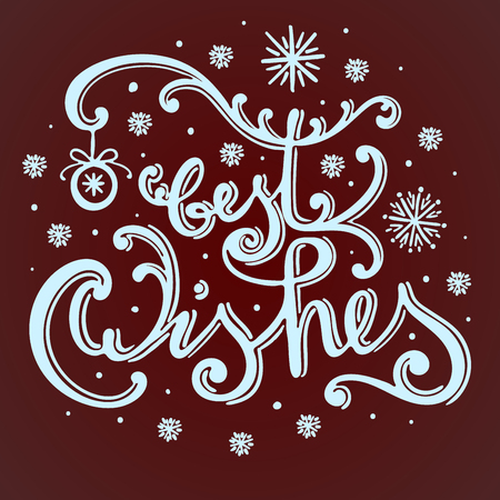 Christmas quote made in decorative circle with winter motives. Holiday art poster. Vector illustration with letteringのイラスト素材