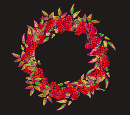Christmas wreath with red berries. Vector illustration.のイラスト素材