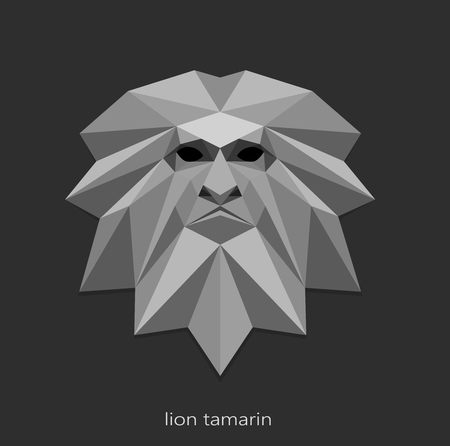 Low Poly Lion Tamarin. monkey logo vector illustrationのイラスト素材