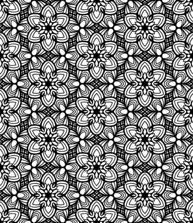 Seamless abstract pattern. black and white linear illustration for coloring. Vector coloring book for adult.のイラスト素材