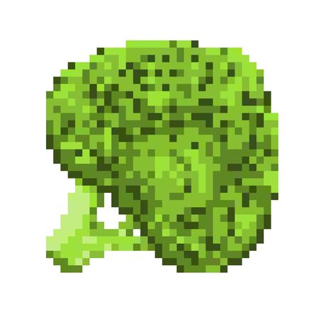 Pixel art broccoli icon, 32X32 vector illustration on a white backgroundのイラスト素材