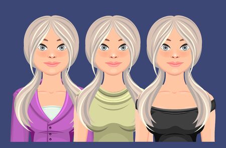 Set portrait of beautiful girls. Avatar vector illustration.のイラスト素材