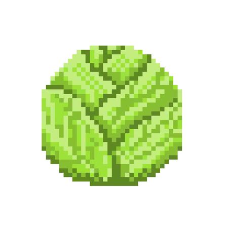 Pixel art cabbage icon, 32X32 vector illustration on a white backgroundのイラスト素材