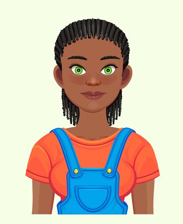 African American pretty girl. Vector Illustration. Great for avatarsのイラスト素材