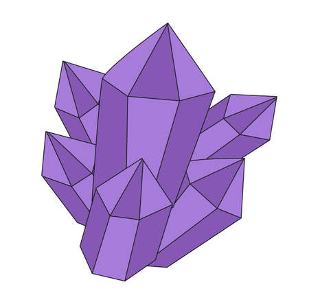 Witch Crystals. purple crystals illustration. Doodle crystal icon.のイラスト素材