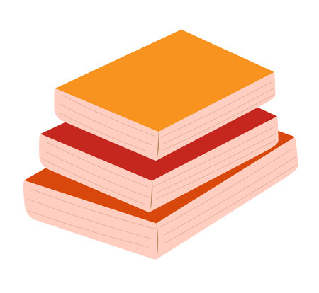 Stack of orange and red books on white background. Vector flat illustration.のイラスト素材