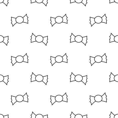 Seamless pattern with wrapping candies. Sweet dessert food background. Hand drawn. Monochrome doodle sketch style. Vector flat illustration.のイラスト素材