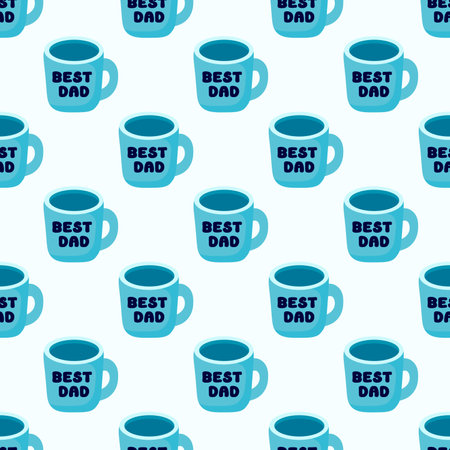 Father's day Seamless Pattern. Blue Cup with text best dad. Vector illustration Wallpaper and background.のイラスト素材