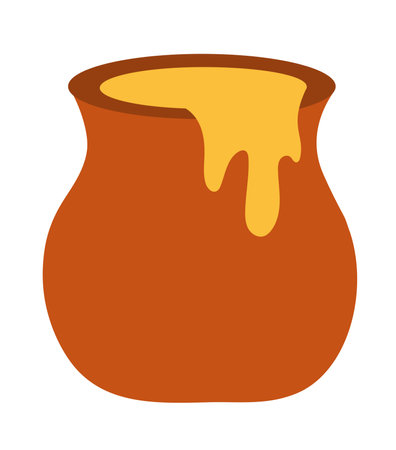 Honey pot. Vector illustration for honey design, beekeeper branding, industry.のイラスト素材