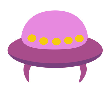 Alien spaceship, spacecrafts and UFO. Cosmic ship in form saucer for transportation. Children clip art. Vector cartoon flat illustration for space design.のイラスト素材