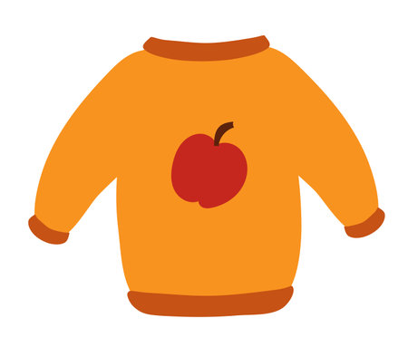 Autumn sweater with apple design. Cozy fall. Vector flat illustration.のイラスト素材