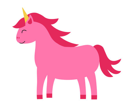 Pink unicorn. Children vector flat illustration.のイラスト素材