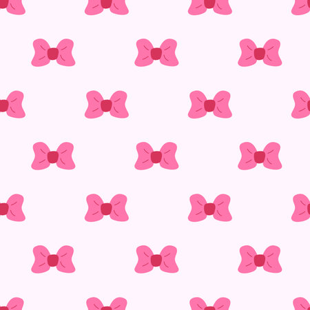 Seamless pattern with pink tie bow. Vector flat illustration.のイラスト素材