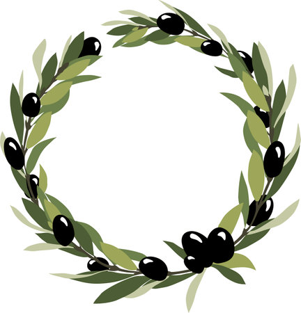 olive frame wreath vector illustration isolatedのイラスト素材