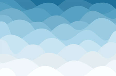 Sea vector background abstract illustration. Blue colours, waves, ocean symbol, summer vocation. Perfect for Visit card, decoration, banner, website design, invitation. curve wallpaper textureのイラスト素材