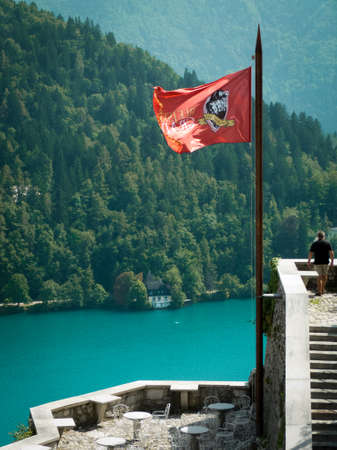 red flag above  Bledのeditorial素材