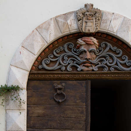 Lovran Croatia, wooden reliefs of the Mustacion,a man with a mustacheの写真素材