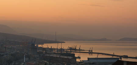 Rieka Croatia, panorama early in the morningの写真素材
