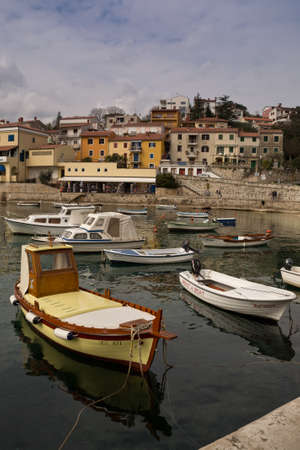 Rabac Croatia, harbor, fishing boatsのeditorial素材