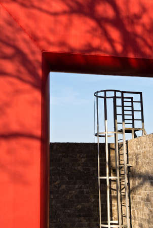 Fire safety ladders  outside new office building