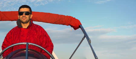 Captain on a rubber boat