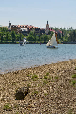 sailing on the lake Bajer in Croatiaの写真素材