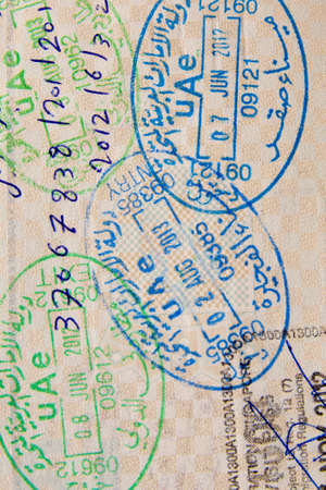 Detail of passport page with international 
