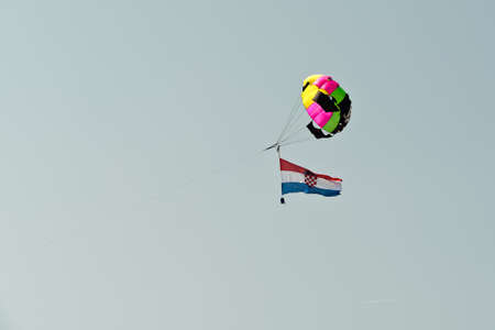 parachute and Croatian flagの写真素材