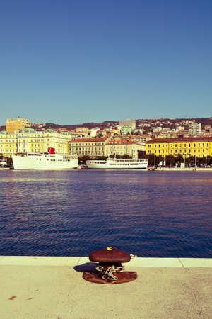 Rijeka, Croatia coast , View at the buildings and portの写真素材