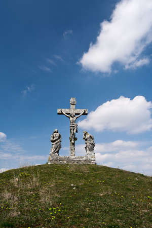 Old Calvary crucifixion sculpture in Croatiaの写真素材