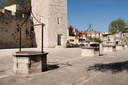 medieval water well in Zadar , Croatiaの写真素材
