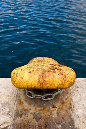 yellow bollard and chain