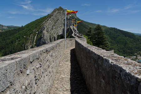 fortress walls of the city of Sisteron in Franceのeditorial素材