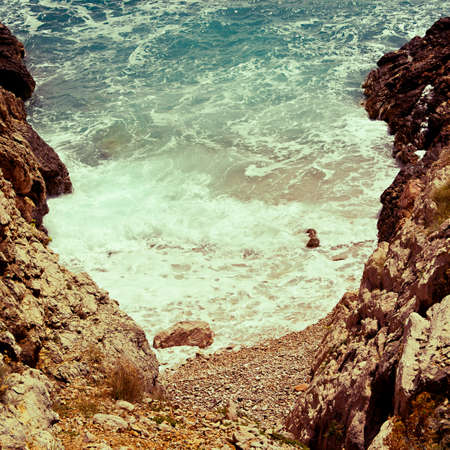 lonely beaches, Dalmatia  ( vintage saturation )の写真素材