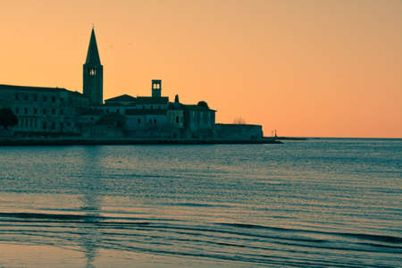 Panorama of Porec, Croatia, dual toningの写真素材
