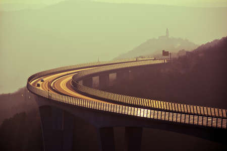 Open highway at sunset ,vintage saturationの写真素材