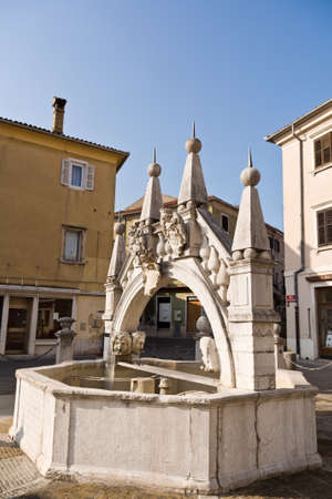 Slovenian city Koper , Da Ponte Fountainの写真素材