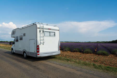 camper van on the roadの写真素材