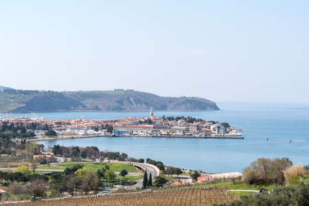 view of the city of Izola, Sloveniaの写真素材
